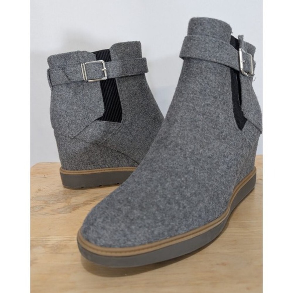 Dr. Scholl's Jacinda‎ Gray Wedge Ankle Boots 8.5M Sustainable Comfort Zip New